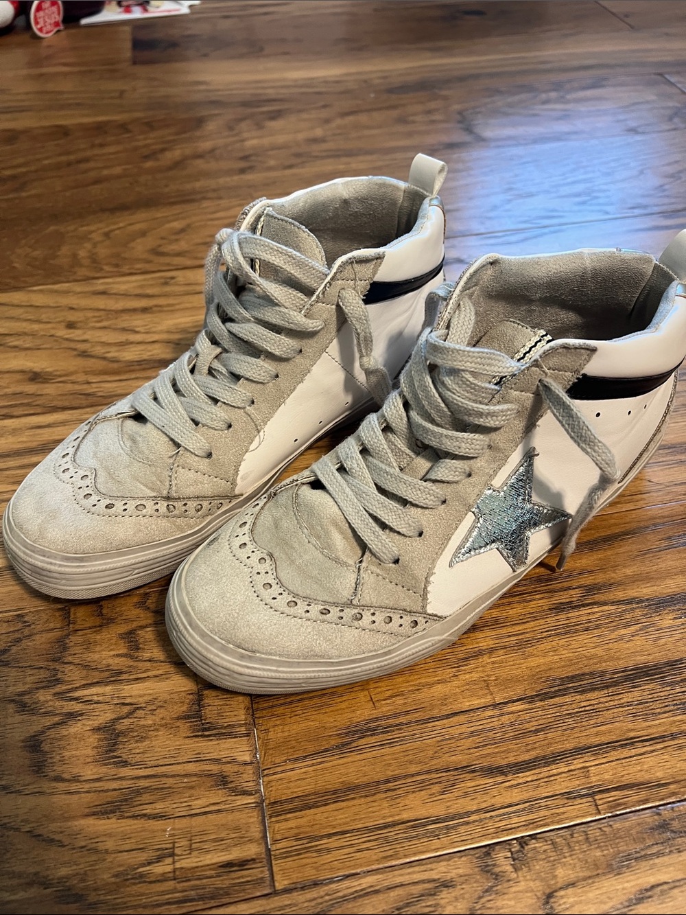 Shu Shop Gray Suede & White Star High-Top Sneakers
